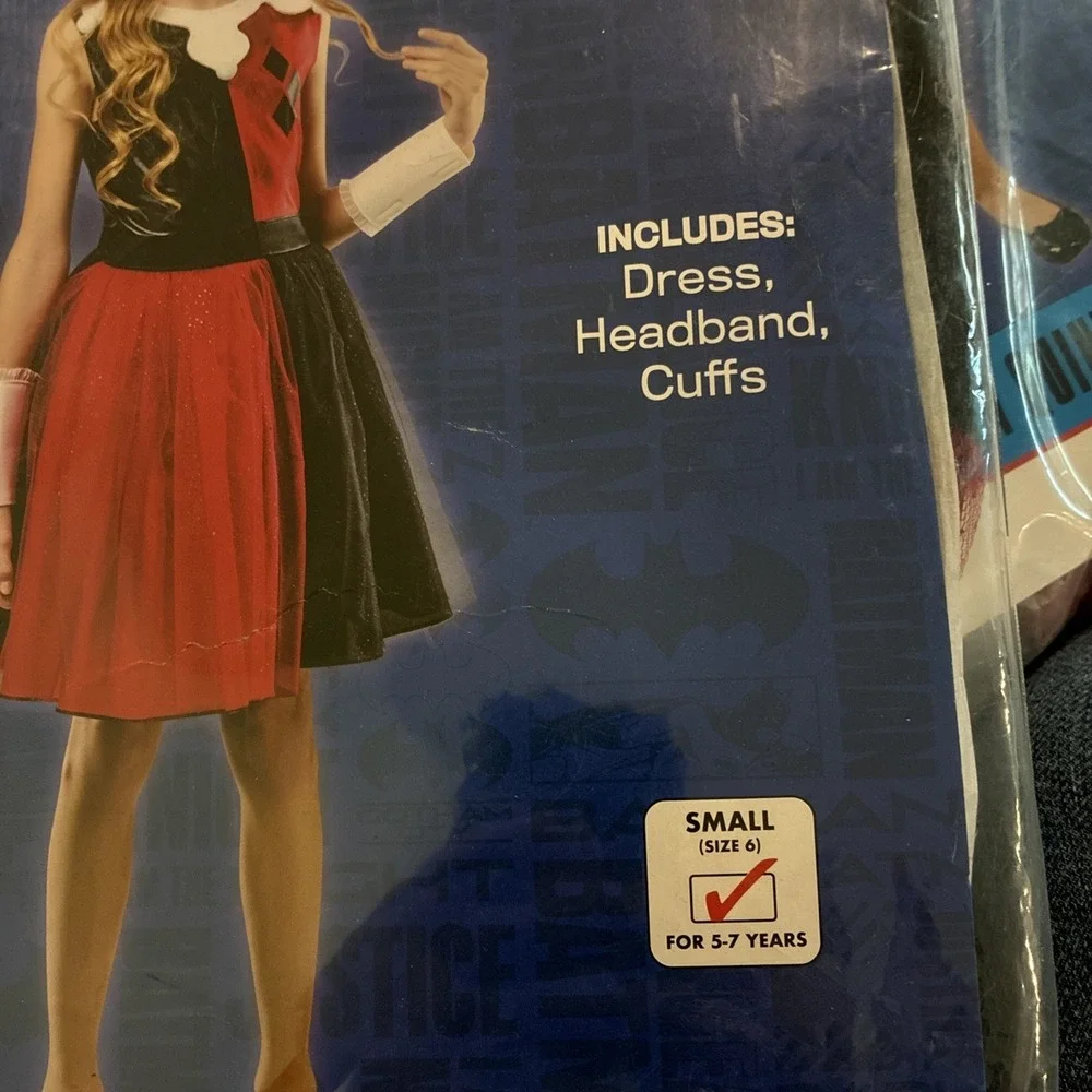 HARLEY QUINN Dress Rubies Halloween Costume girls Size Small‎ 5-7 DC Comics nwt